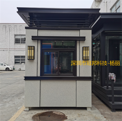 深圳欧式小区别墅真石漆门卫岗亭定制  真石漆岗亭  保安亭