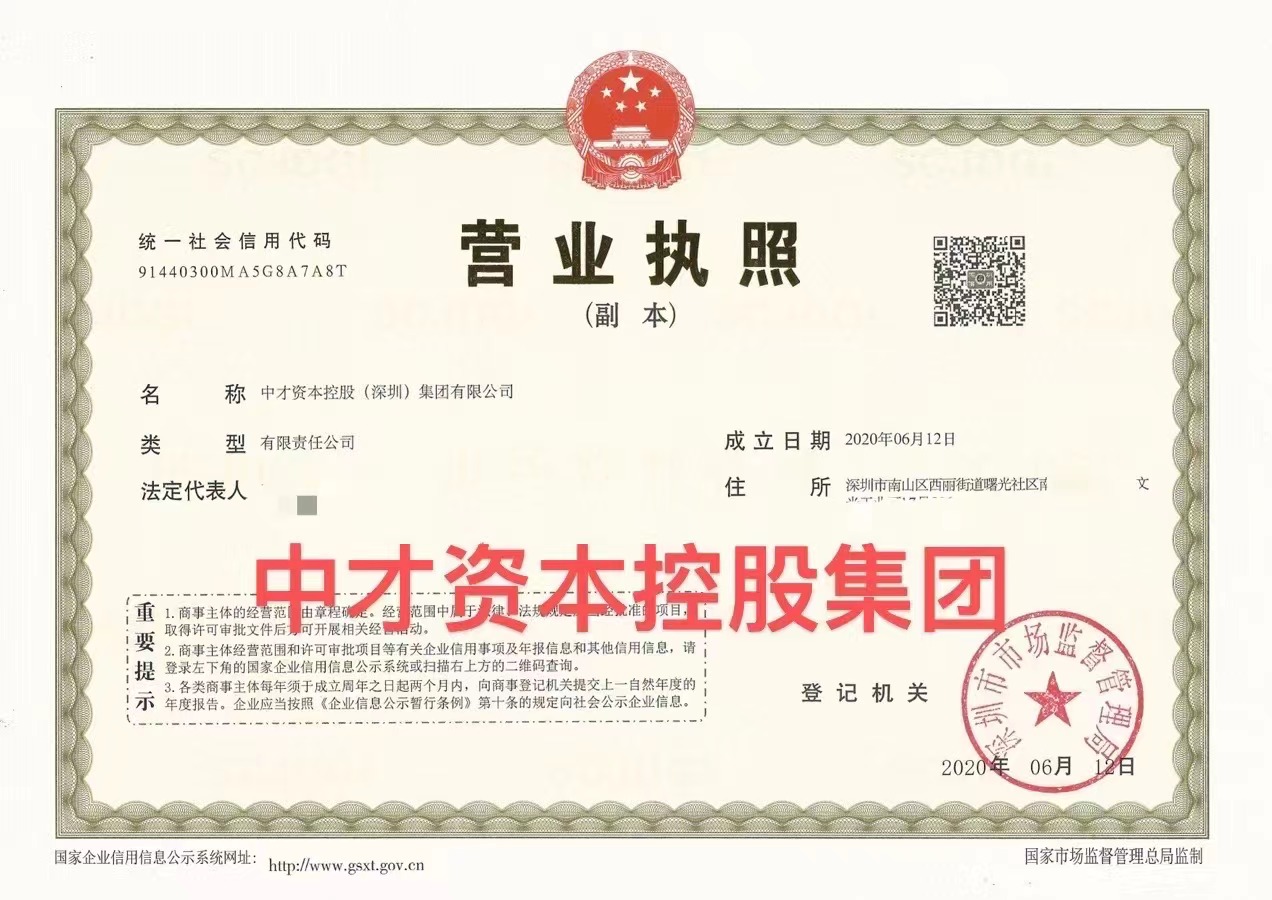 深圳公司注册中才资本控股（深圳）集团有限公司转让