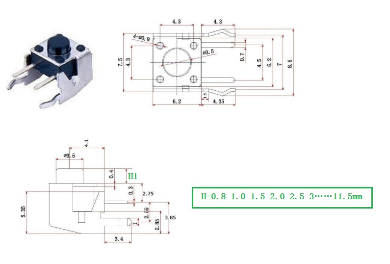 QC-010 轻触开关 汽车遥控器按钮电磁炉按键开关直插  敏感型开关