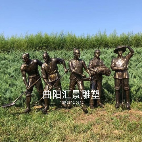 曲阳玻璃钢农耕文化雕像农耕牛人物定做美丽乡村雕塑  玻璃钢农耕人物雕塑  玻璃钢美丽乡村雕塑