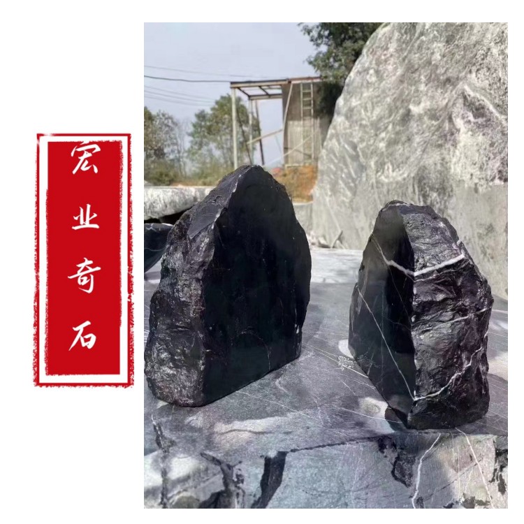 广东黑山石加工石场/异形切片石案例分享/深圳黑山石