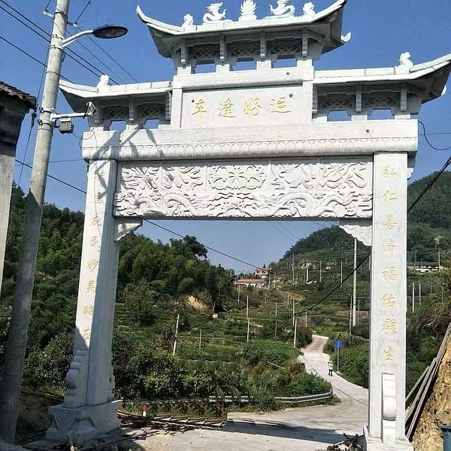 村口简易石牌坊 单门石牌楼 景区三门简易石牌坊  景区石牌坊