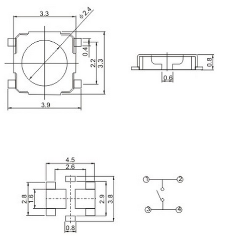 TC-004A 贴片轻触开关 触摸屏开关迷你按钮贴片  按键开关  敏感型开关