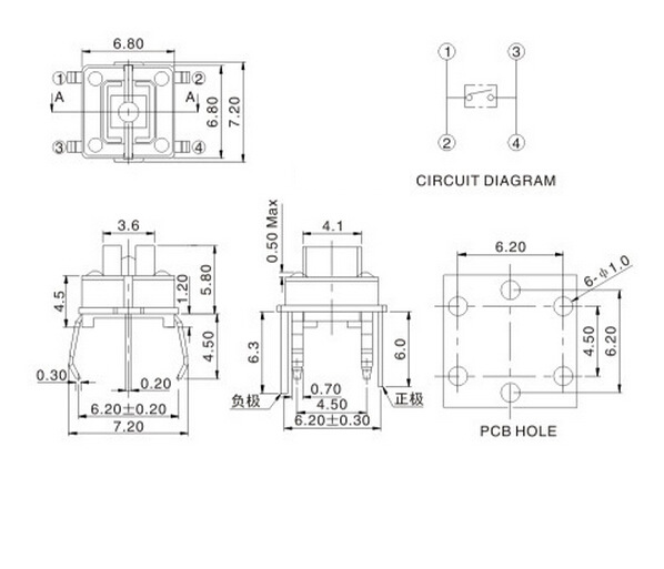 QC-022 带灯轻触开关 迷你带led轻触开关  按键开关  敏感型开关