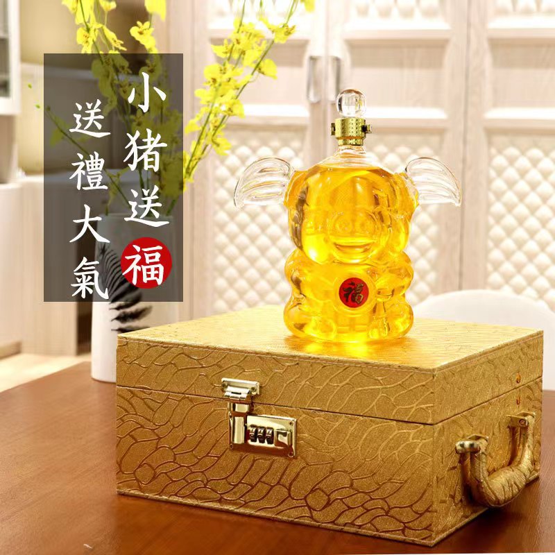 河间华企生产小猪造型酒瓶高硼硅玻璃泡酒瓶  小猪酒瓶  飞机酒瓶  吹制玻璃酒瓶