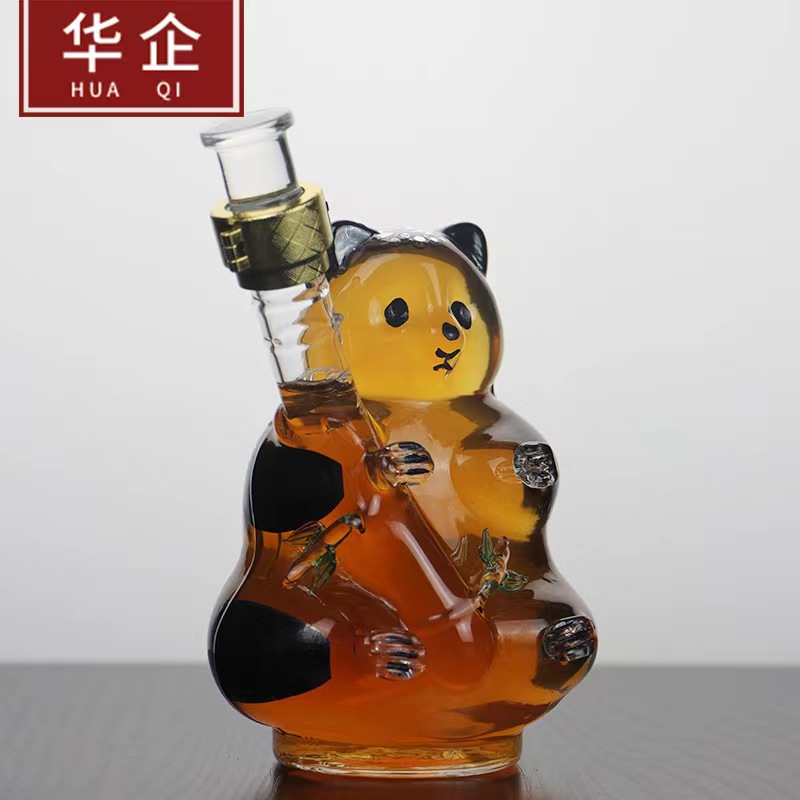 河间华企工艺酒瓶熊猫酒瓶大枪酒瓶冬虫夏草酒瓶500ml  大容量酒瓶  地球仪酒瓶