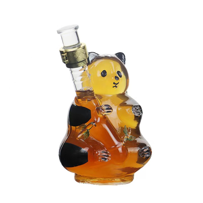 河间华企工艺酒瓶熊猫酒瓶大枪酒瓶冬虫夏草酒瓶500ml  大容量酒瓶  地球仪酒瓶