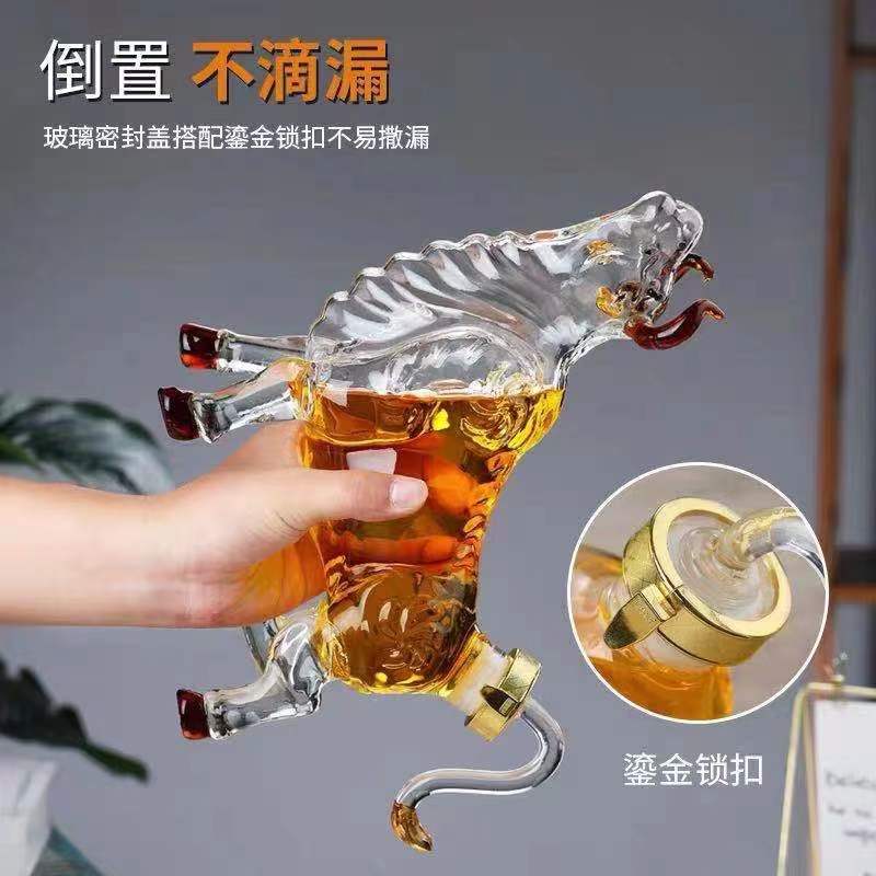 河间华企生产抬头牛酒瓶玻璃工艺酒瓶高硼硅玻璃泡酒瓶  酒瓶包装