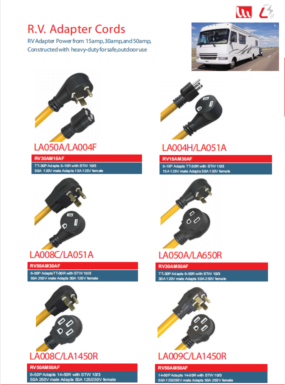 R.V房车6-50P 14-50P 30A/125V 延长线  R.V房车延长线  6-50P 14-50P TT-30P  30A/125V 250V