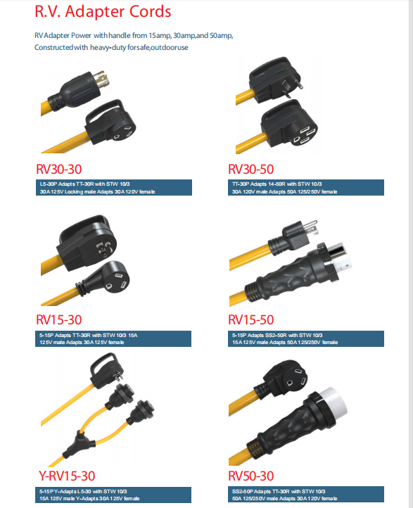 R.V房车6-50P 14-50P 30A/125V 延长线  R.V房车延长线  6-50P 14-50P TT-30P  30A/125V 250V