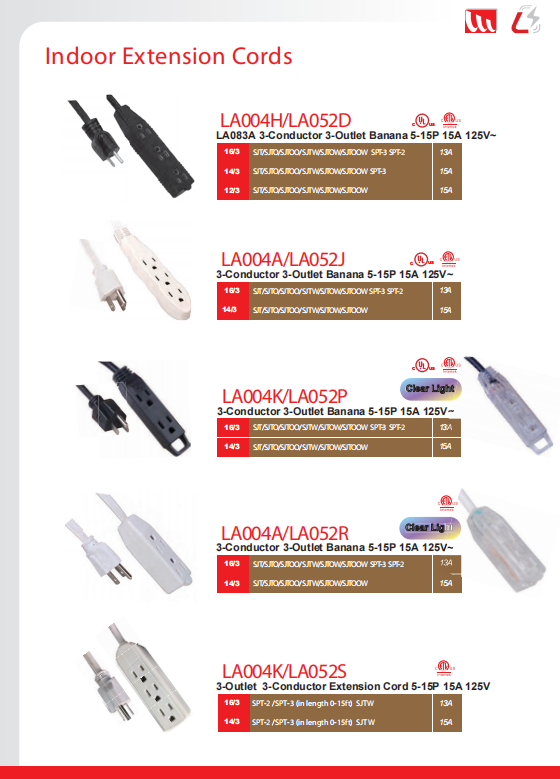5-15P 1-15P 6-15P 15A/125V延长线  15A 125V 250V  室内电源延长线