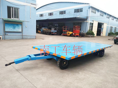 6吨无动力叉车牵引平板拖车 蓝色&nbsp;&nbsp;平板拖车厂家