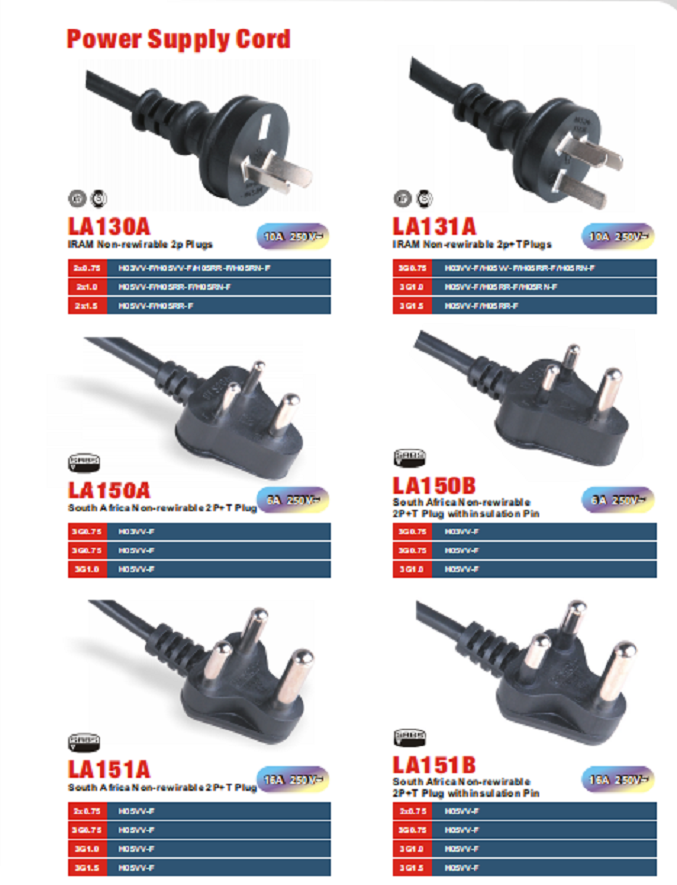 供应 SABS 6A 16A 250V  南非2P+T插头  SABS 南非插头