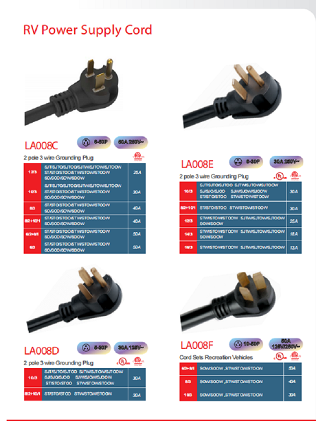 供应大功率30A 50A 6-30P 10-50P 电源线  30A/50A/125V/250V  大功率电源线