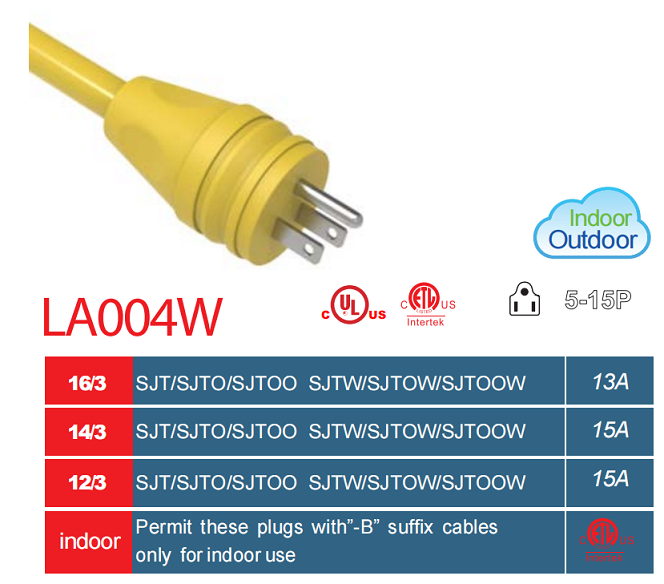 NEMA 5-15P 13A 15A 美规电源线