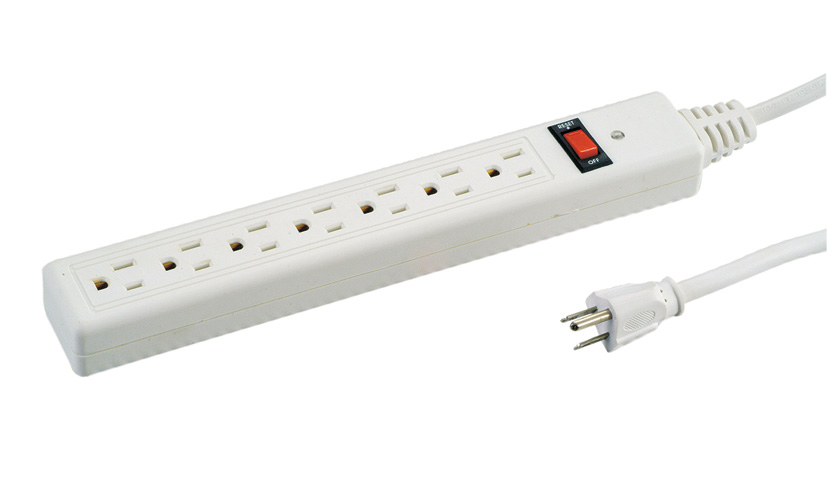 NEMA5-15 15A 125V 带开关拖线板，插座  NEMA 5-15P  15A 125V~