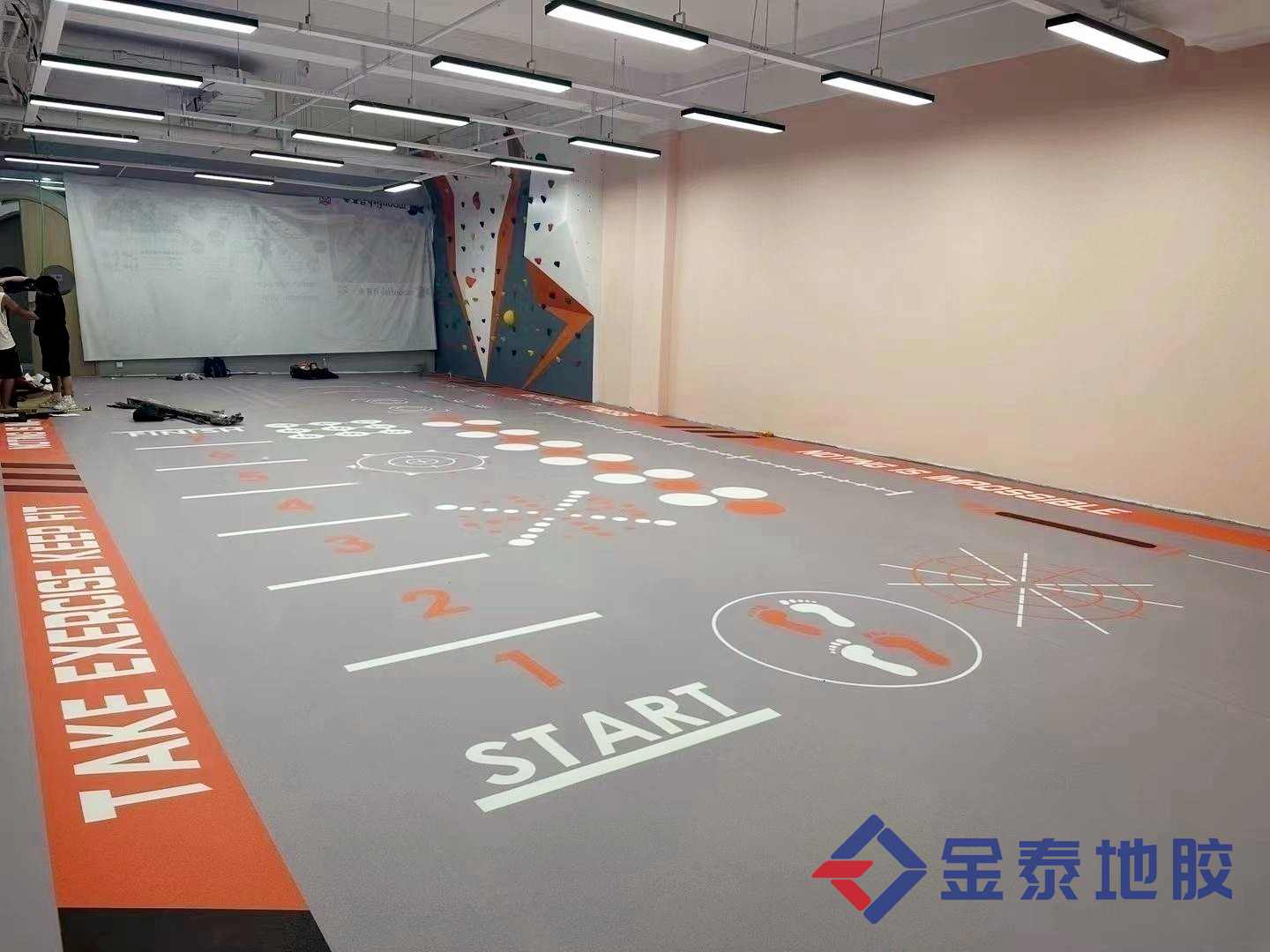 供应唐山健身房360私教地板 功能区地胶  健身房功能区地胶  健身房图案定制地胶