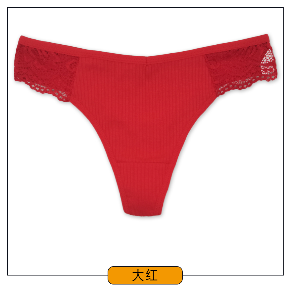 云梦妮欧美性感时尚女士内裤纯色蕾丝螺纹内裤女源  女式内裤  丁字裤  女士丁字裤