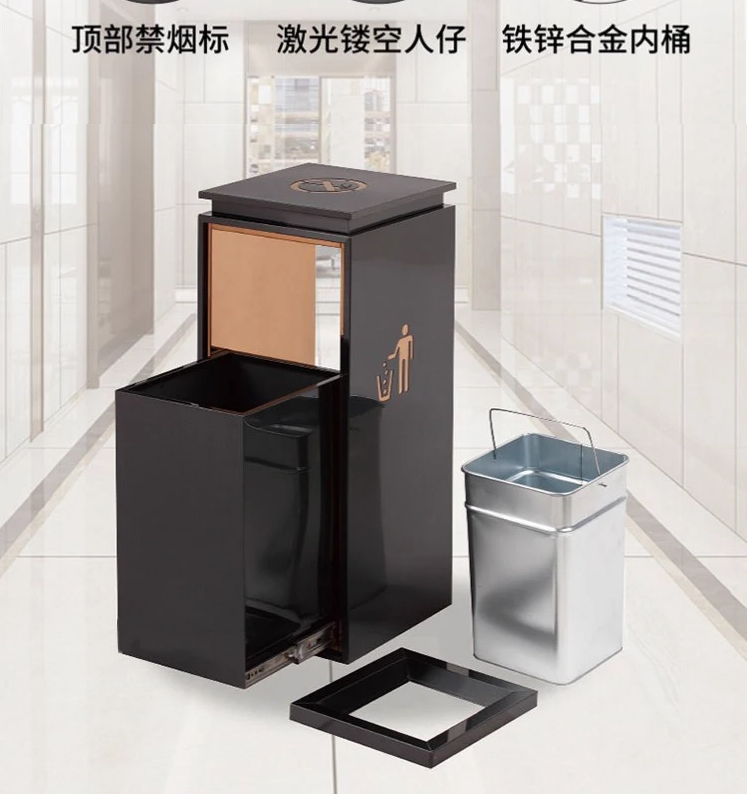 酒店商场立式不锈钢户外定制带烟灰缸垃圾桶  不锈钢垃圾桶  立式垃圾桶