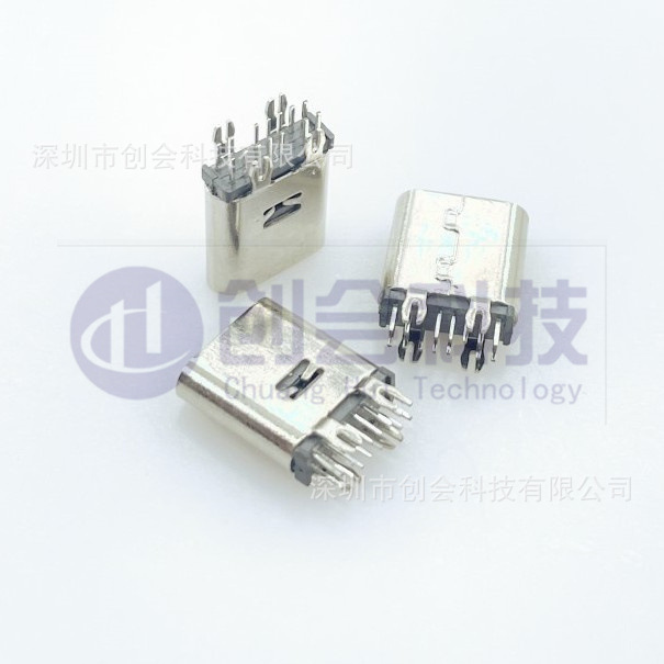 TYPE-C14P立插母座/14P鱼叉脚/白胶