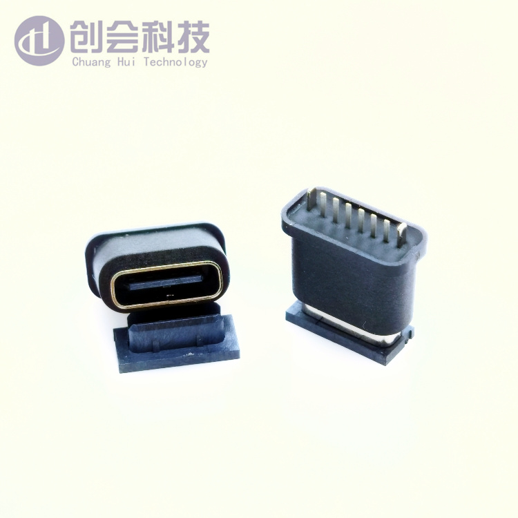 24P立贴防水Type-C母座H=6.5mm四脚小家电连接器