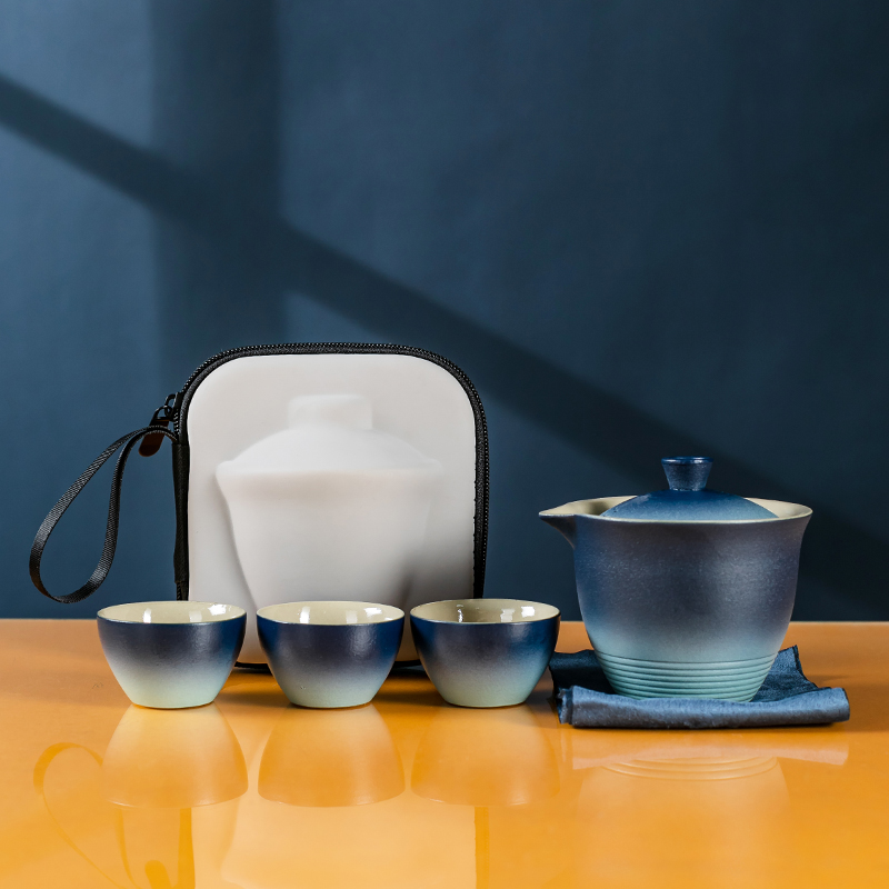 粗陶旅行茶具便携快客杯一壶三杯随身泡功夫茶具