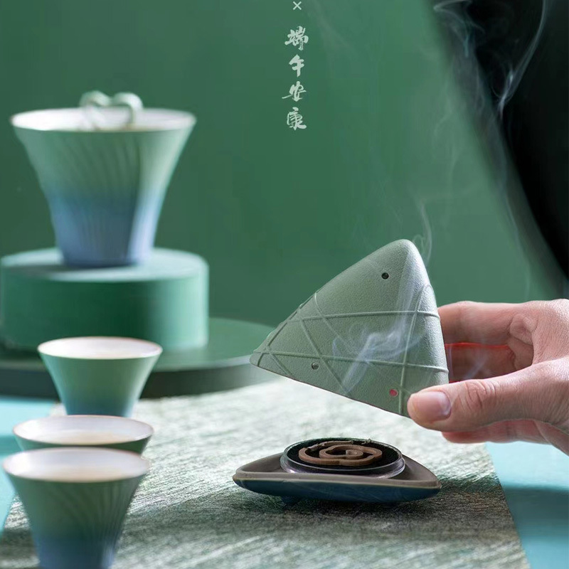 功夫茶具端午节陶瓷茶具整套礼盒香薰香器节日伴手礼  端午陶瓷茶具  端午伴手礼