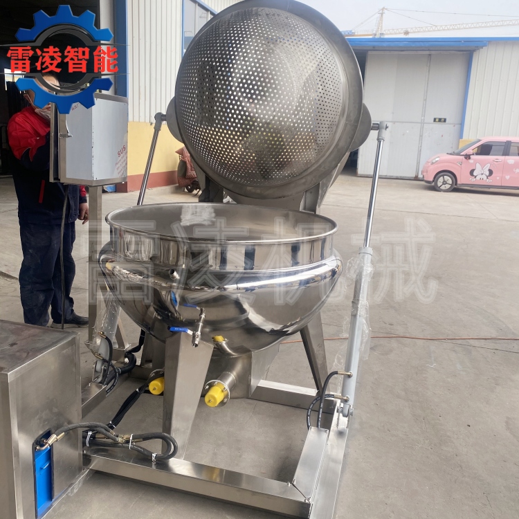 自动翻筐夹层锅 猪蹄鸭头卤煮锅 果蔬漂烫杀青机