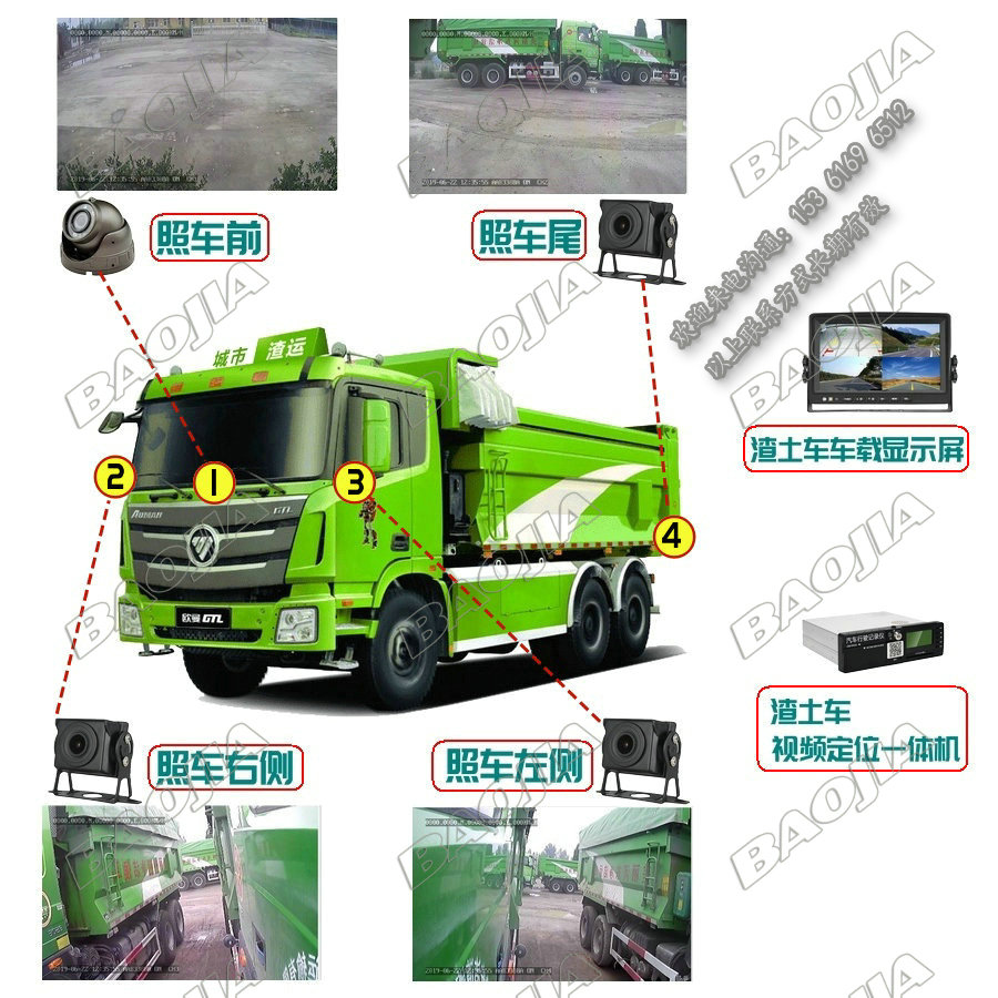 渣土车四路远程动态视频监控  渣土车监控系统  渣土车GPS定位系统