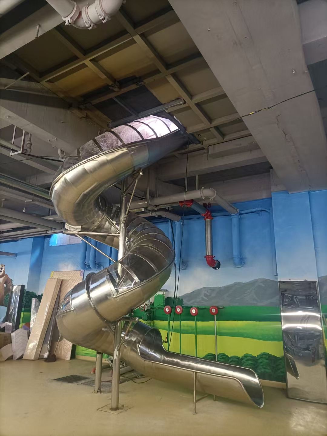 河北石家庄大型无动力不锈钢滑梯生产厂家  无动力游乐设备  非标定制滑梯